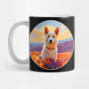 Canaan Dog Mountain Flower Cute Colorful Puppy Mug